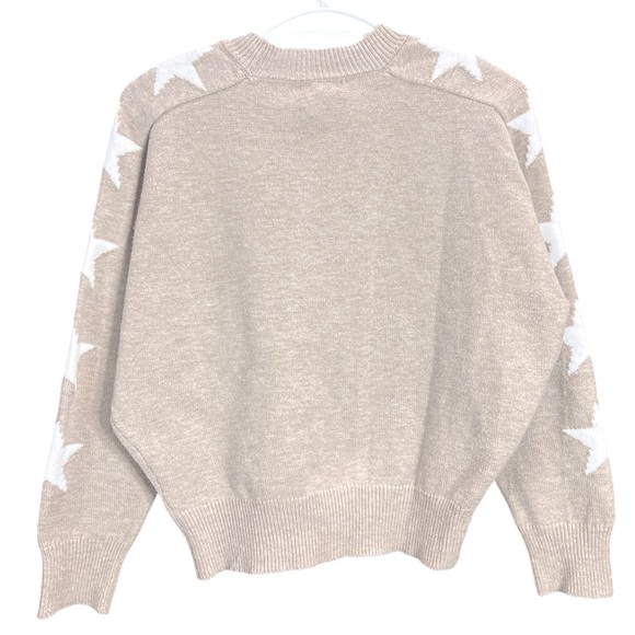 !SOLD! SWEET ROMEO Women Star Sweater Ribbed Cream Warm Pullover Oversize Crop - Picture 3 of 7
